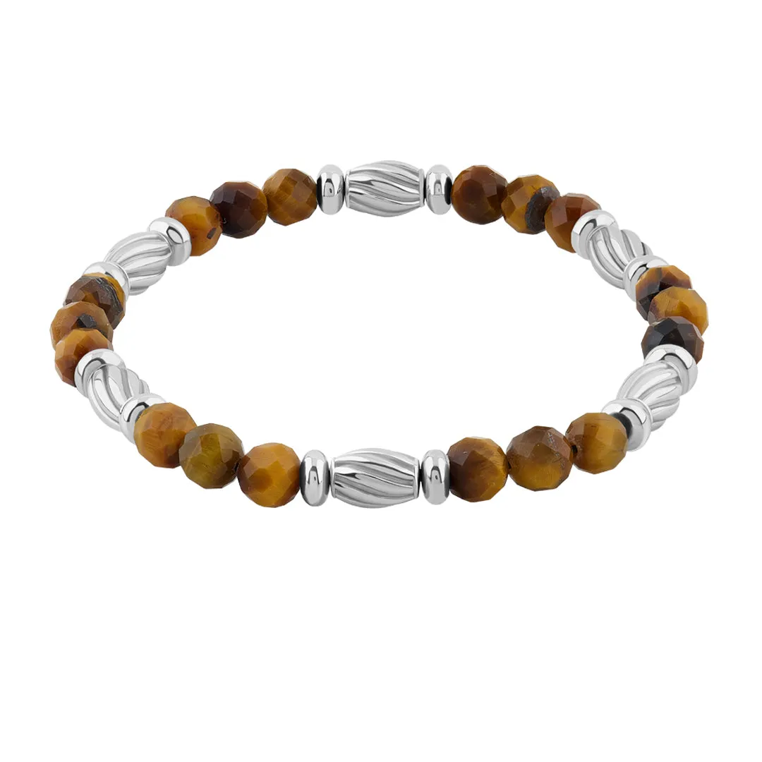 Twist Faceted Beaded Bracelet in Silver