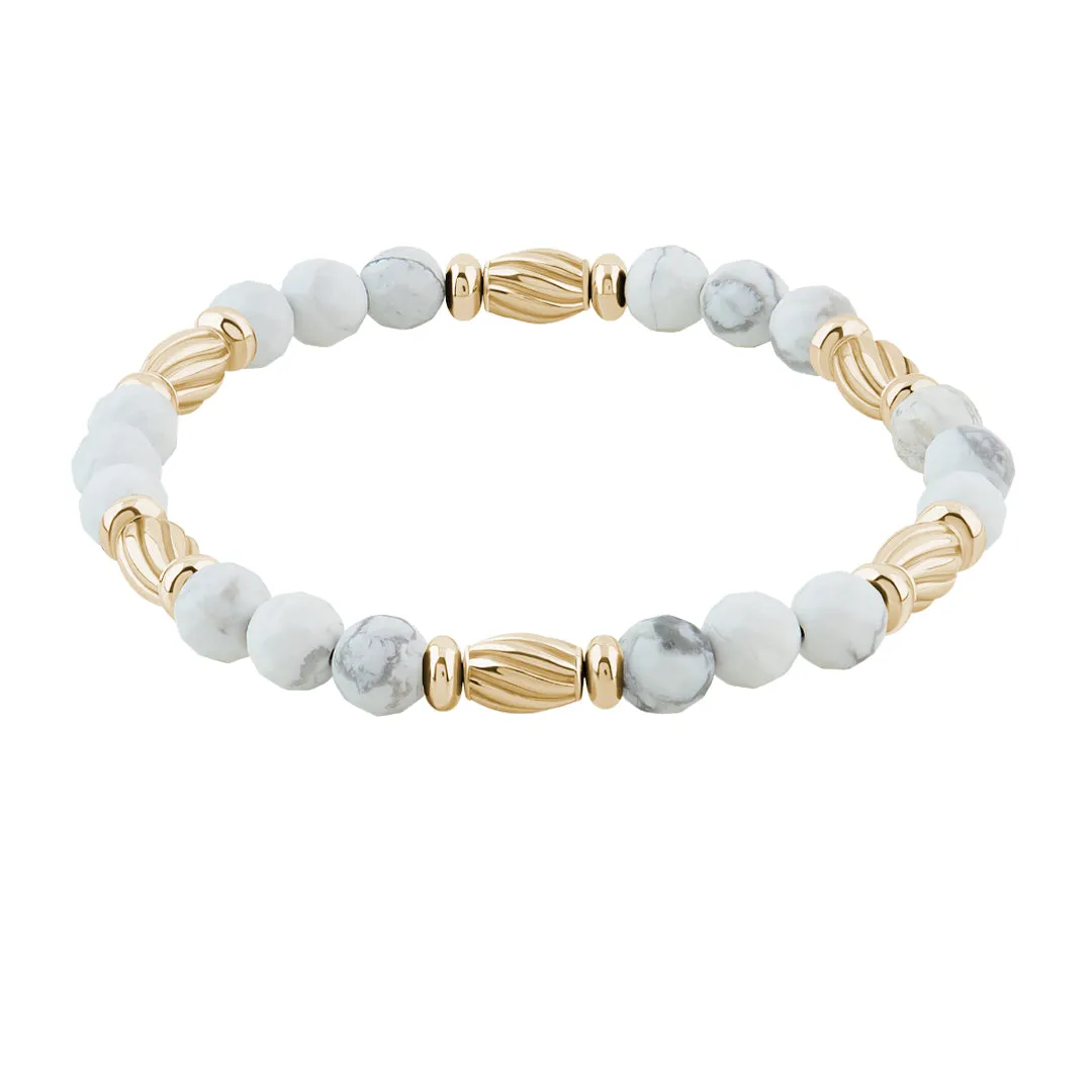 Twist Faceted Beaded Bracelet in Silver