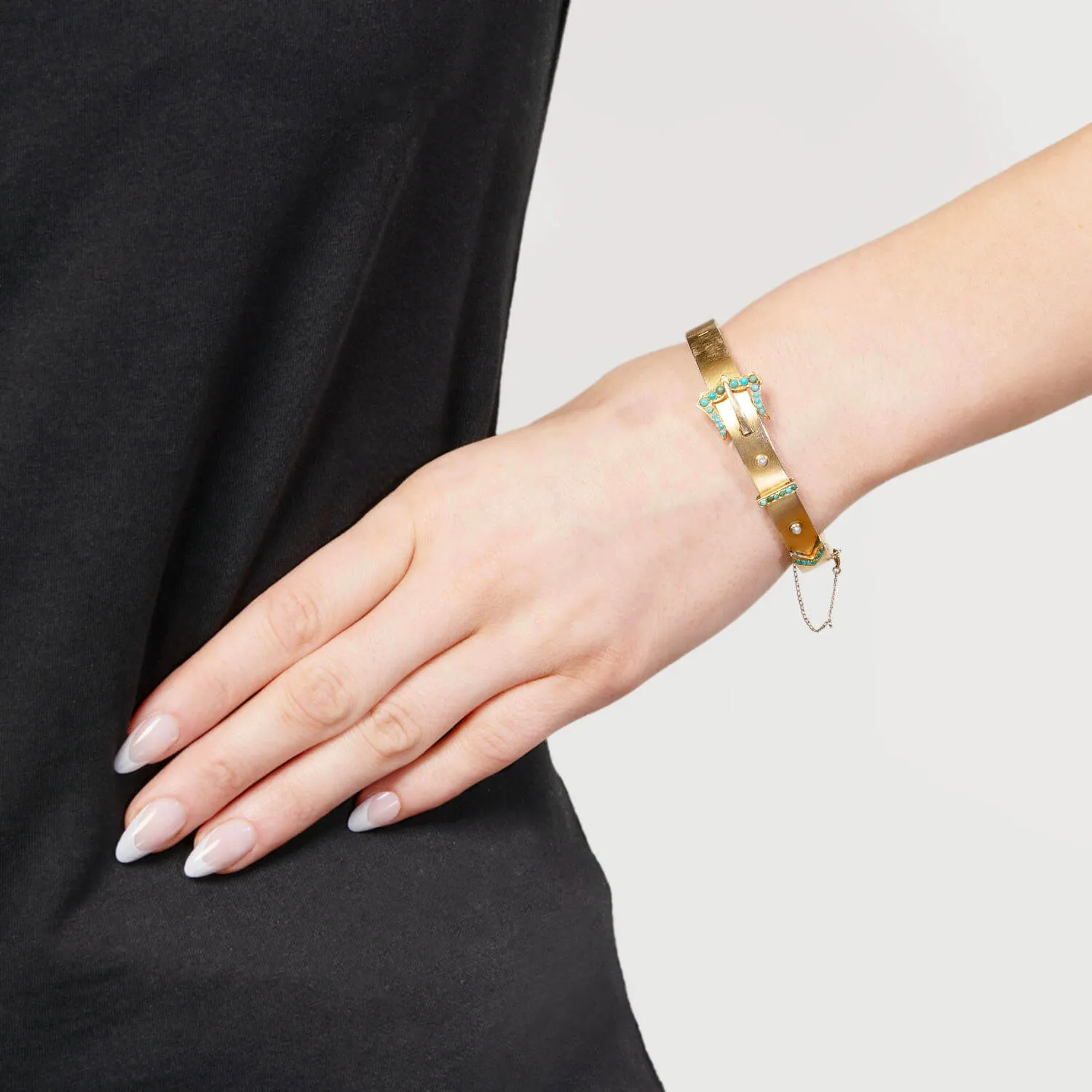 Victorian 14k Turquoise Buckle Bracelet