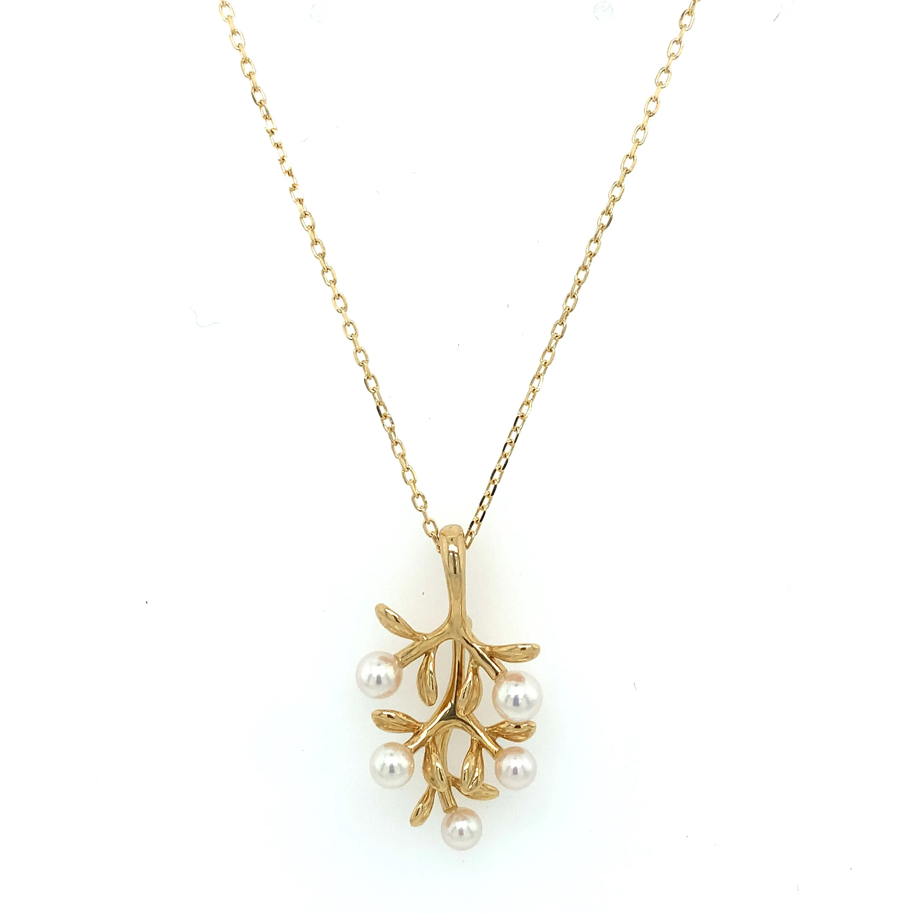 Vintage 18ct Yellow Gold Pearl Branch Pendant