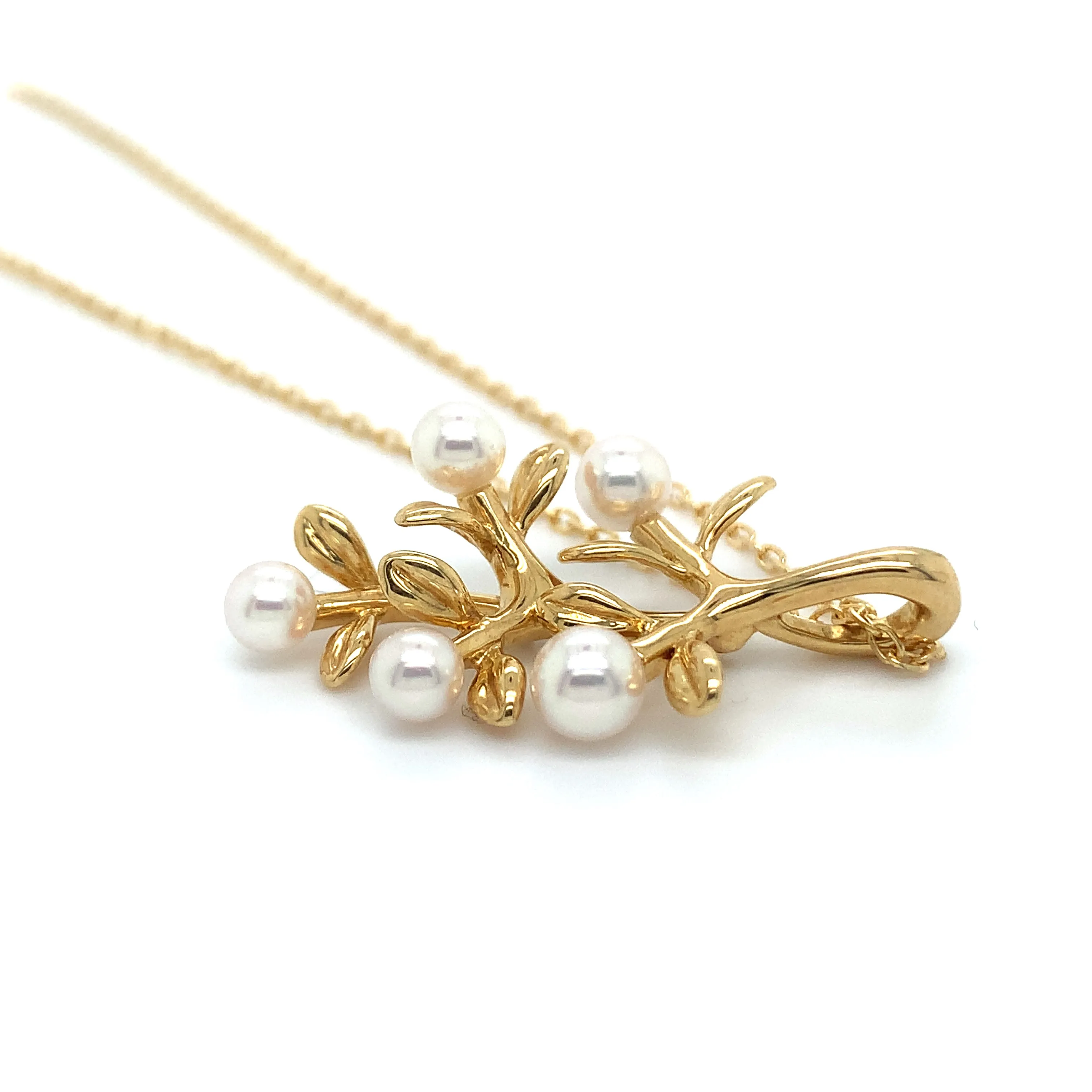 Vintage 18ct Yellow Gold Pearl Branch Pendant