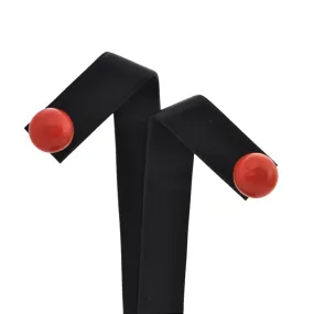 Vintage Coral 14K Yellow Gold Stud Earrings