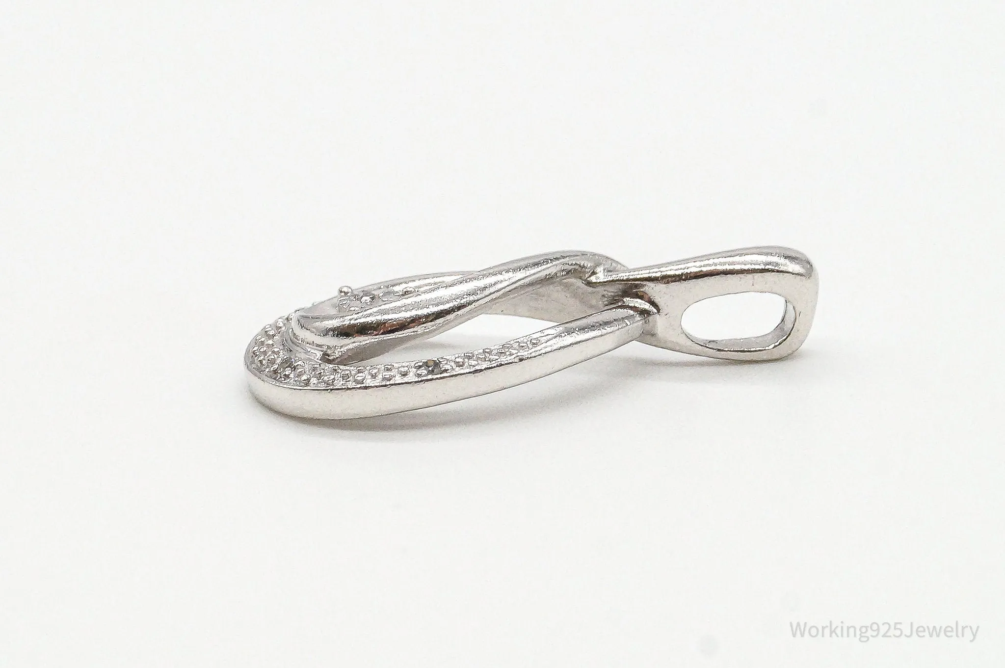 Vintage Designer 4 Diamond Sterling Silver Pendant