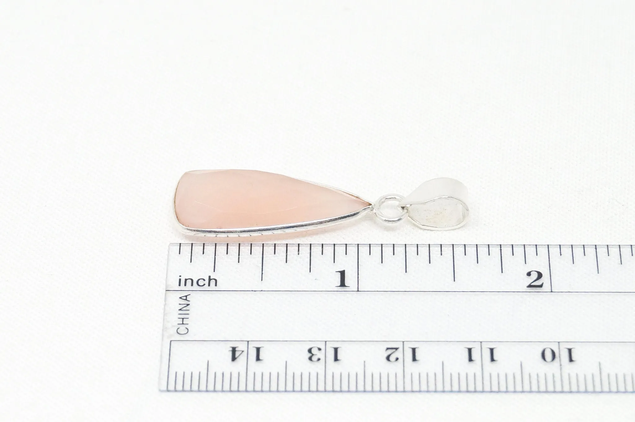 Vintage Designer TGGC Rose Quartz Art Deco Sterling Silver Necklace Pendant