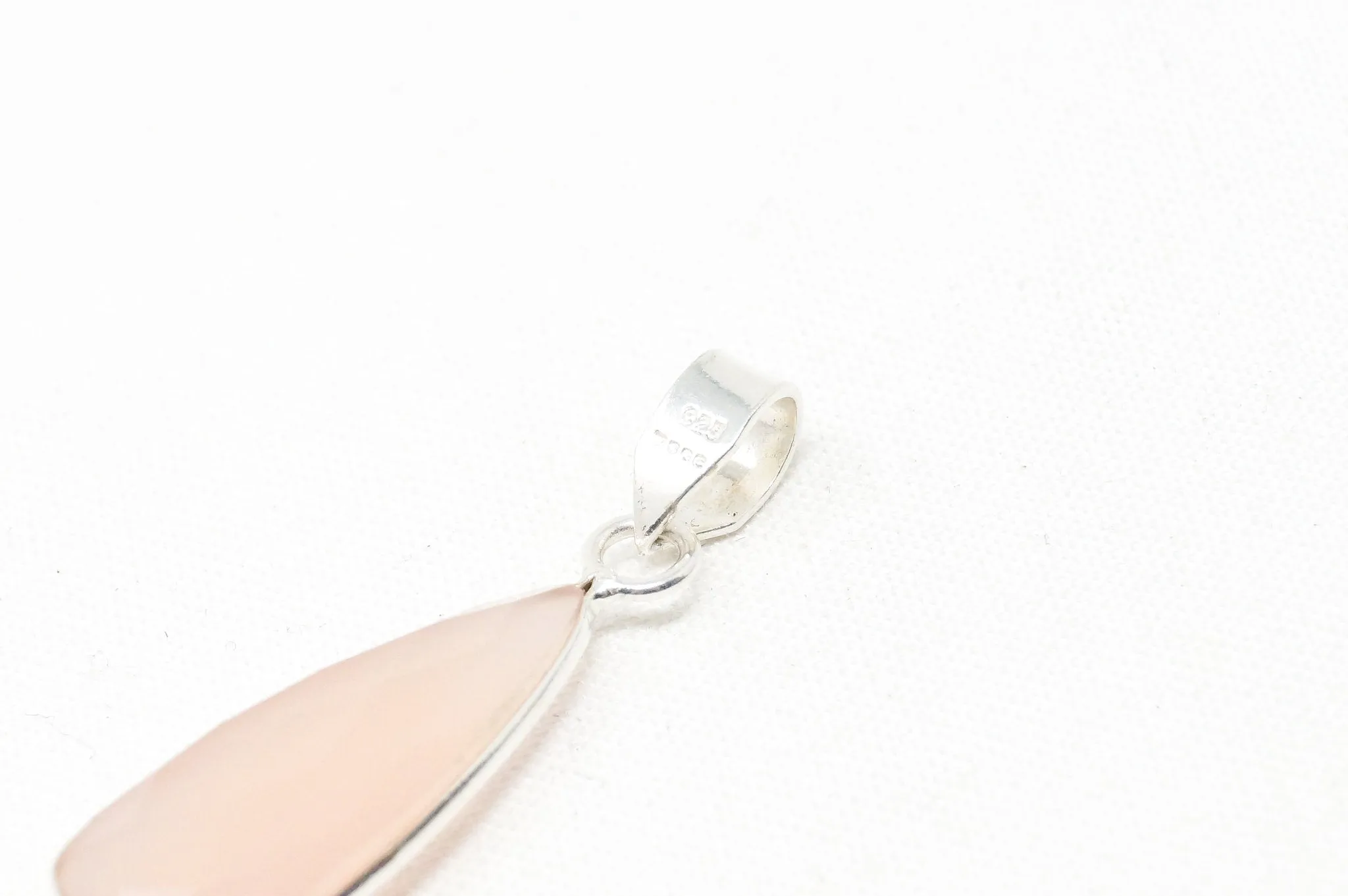 Vintage Designer TGGC Rose Quartz Art Deco Sterling Silver Necklace Pendant