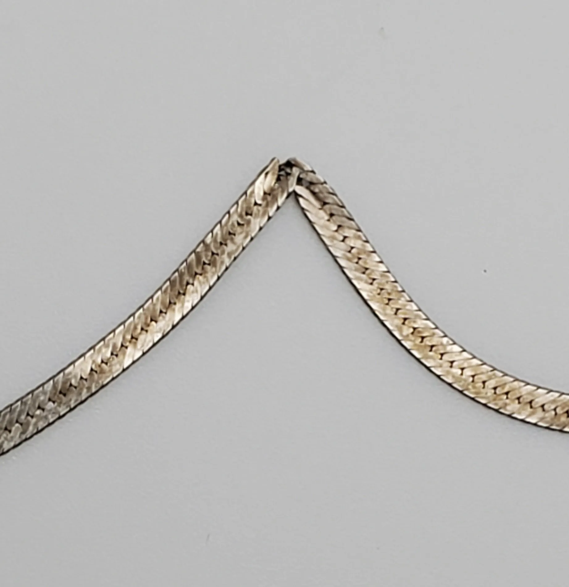 Vintage Handmade Sterling Silver Pendant on Sterling Herringbone Chain Link Necklace - 24"