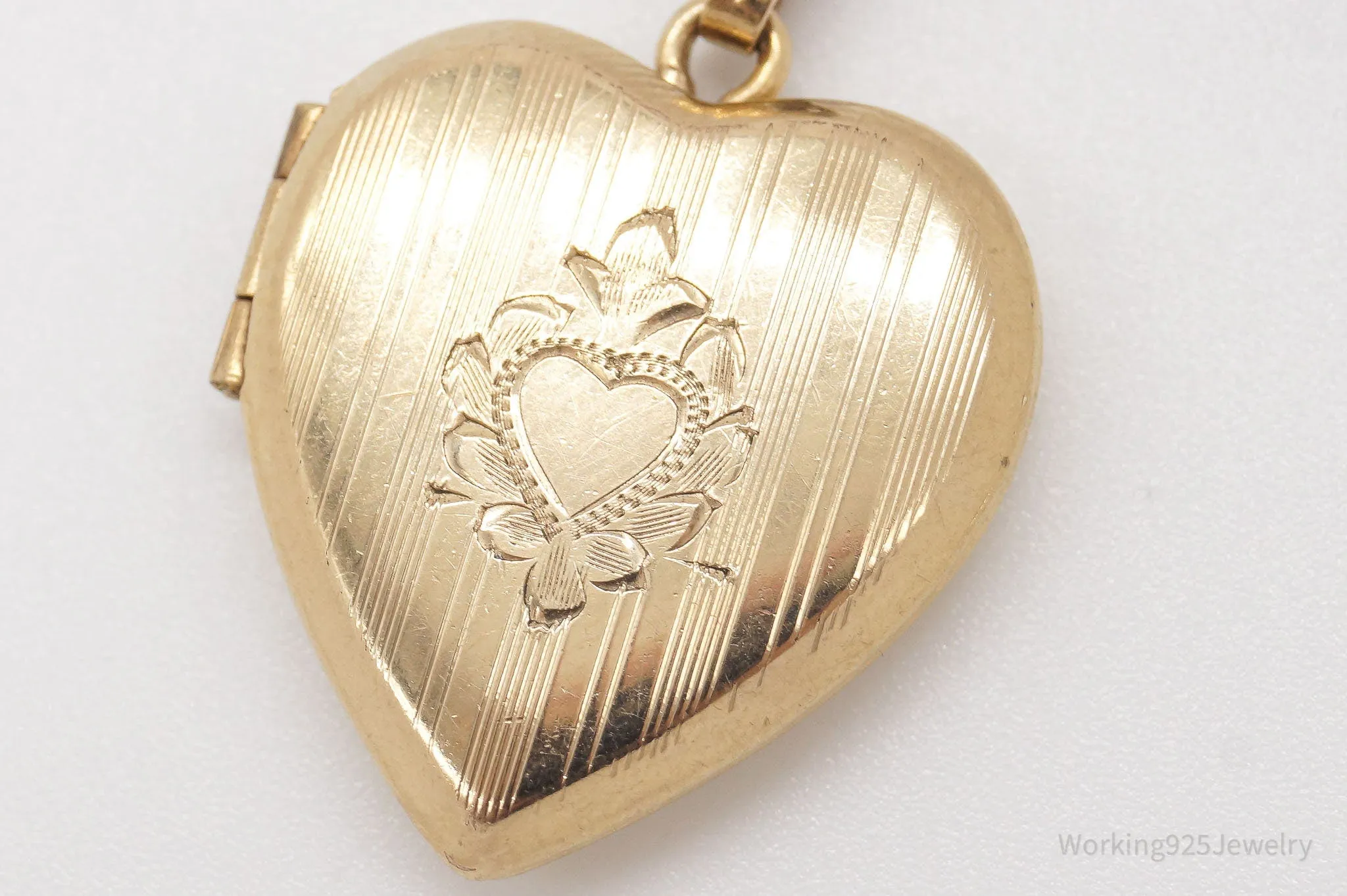 Vintage Mid Century HFB 12K Gold Filled Heart Locket Pendant