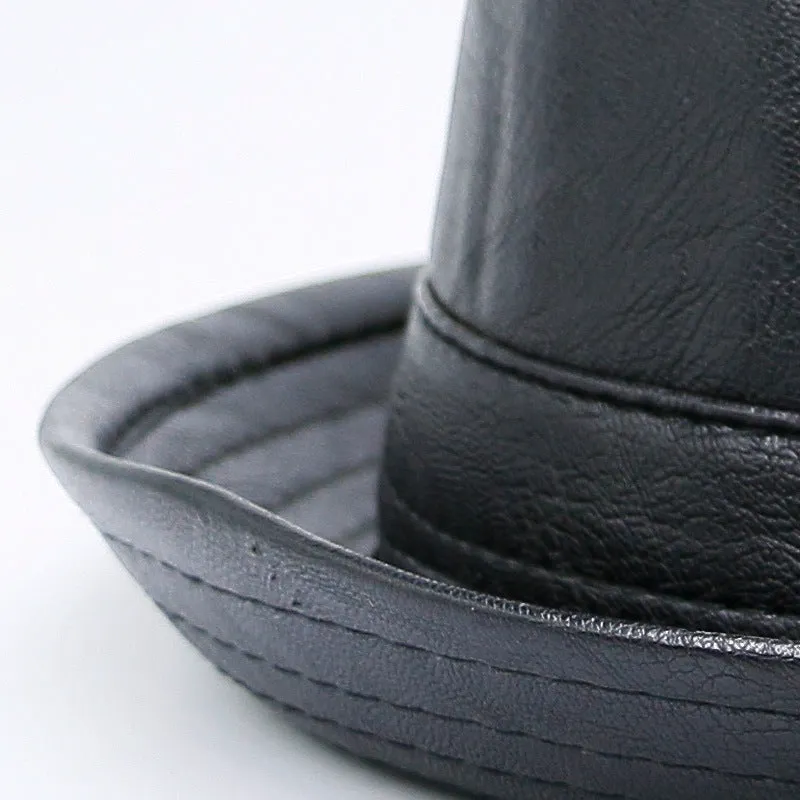 Vintage pu leather jazz hat