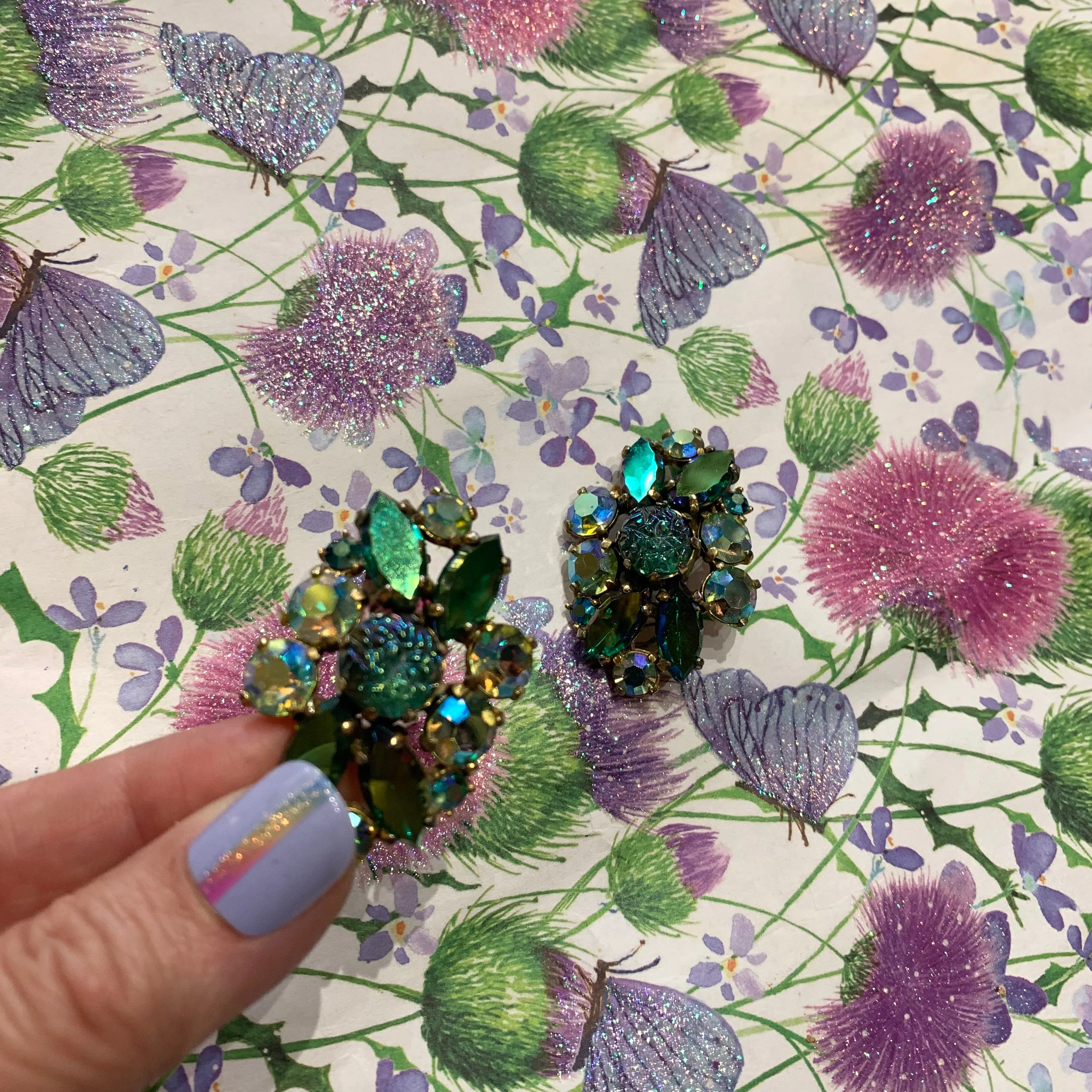 Vintage Schiaparelli Green clip on earrings