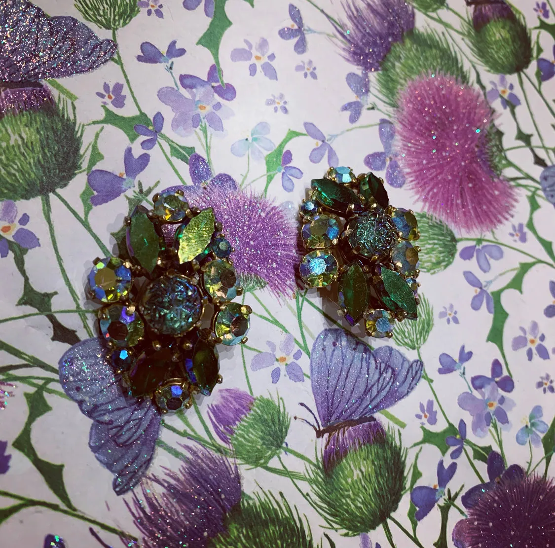 Vintage Schiaparelli Green clip on earrings