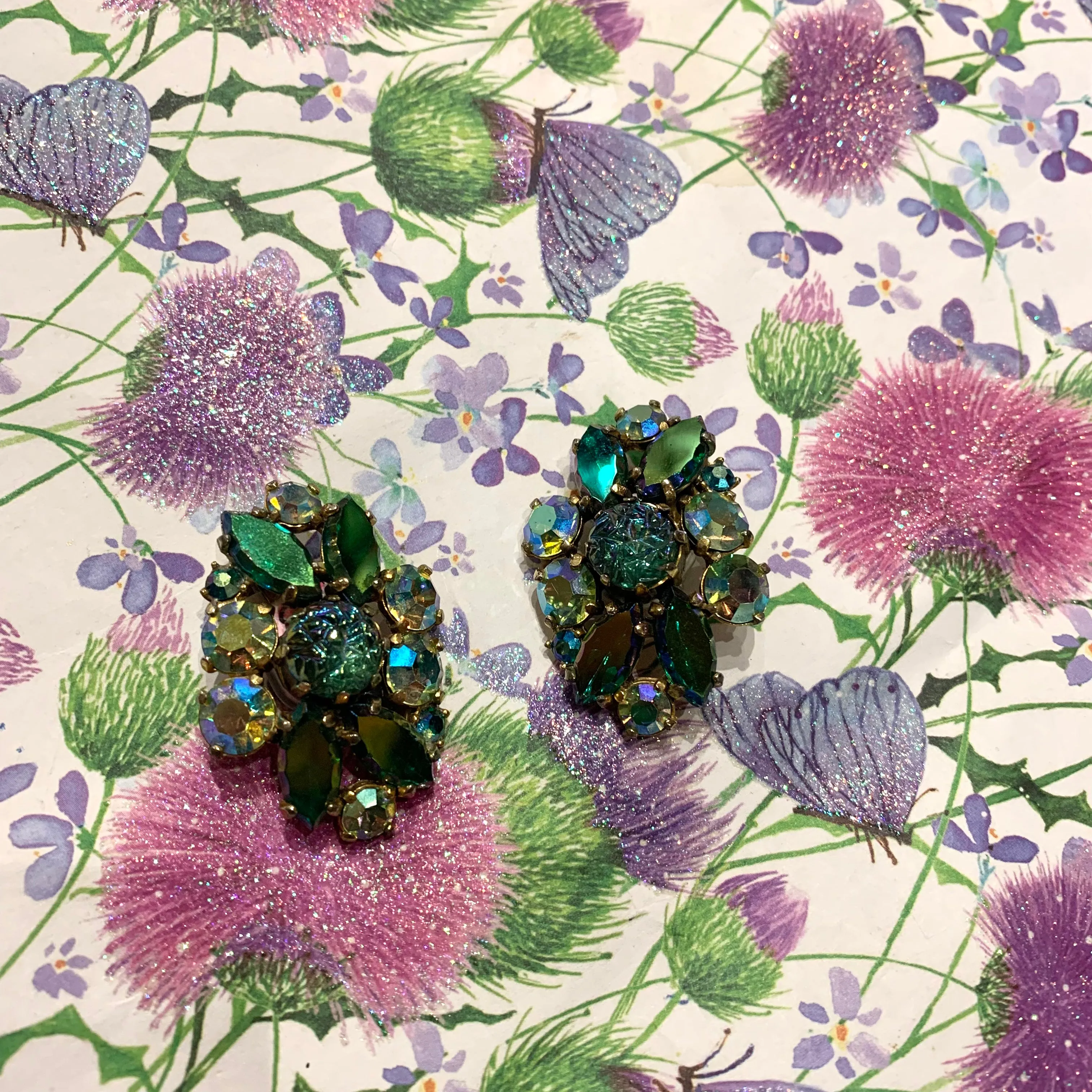Vintage Schiaparelli Green clip on earrings