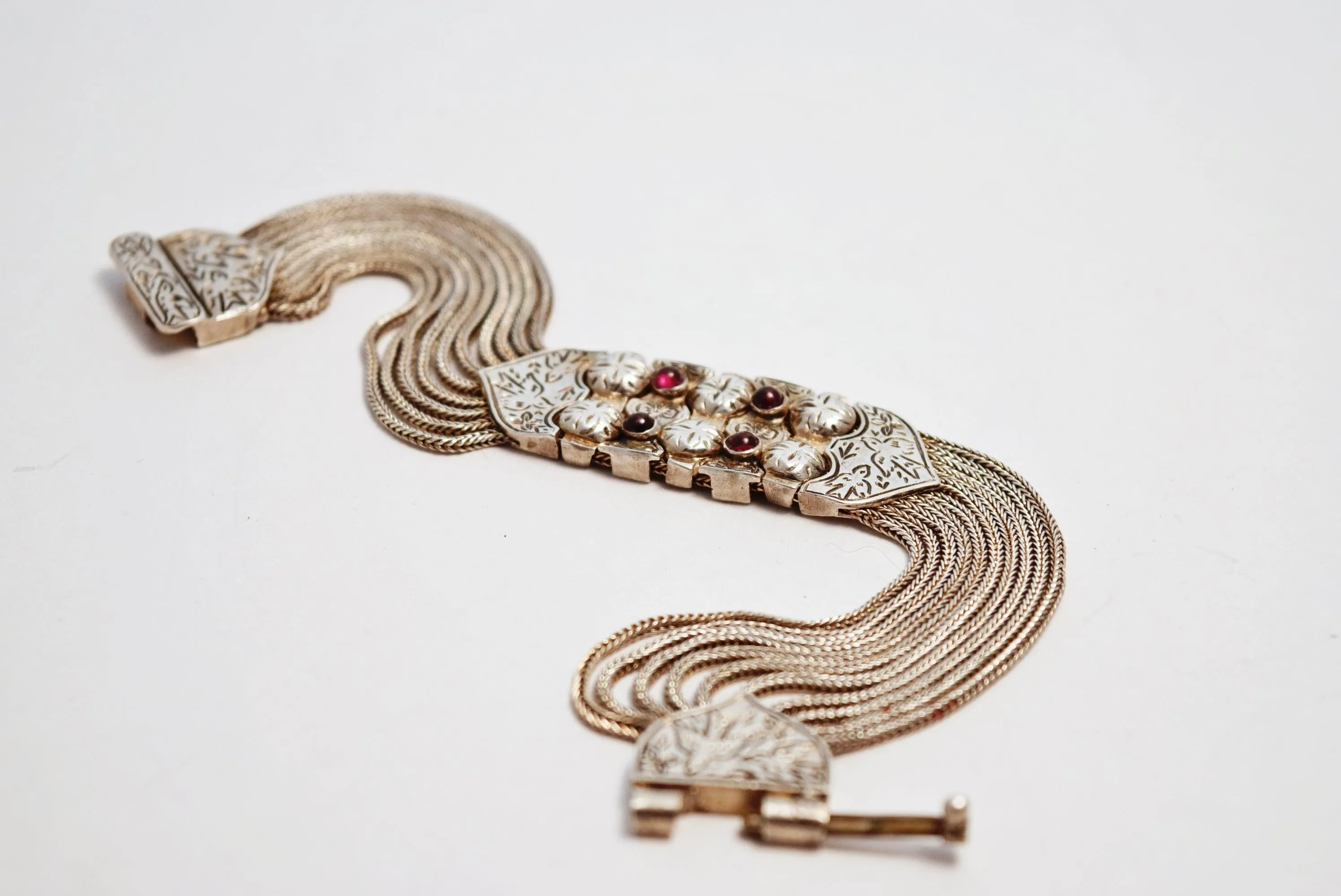 Vintage Silver and Garnet Turkish Bracelet