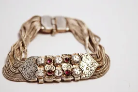 Vintage Silver and Garnet Turkish Bracelet