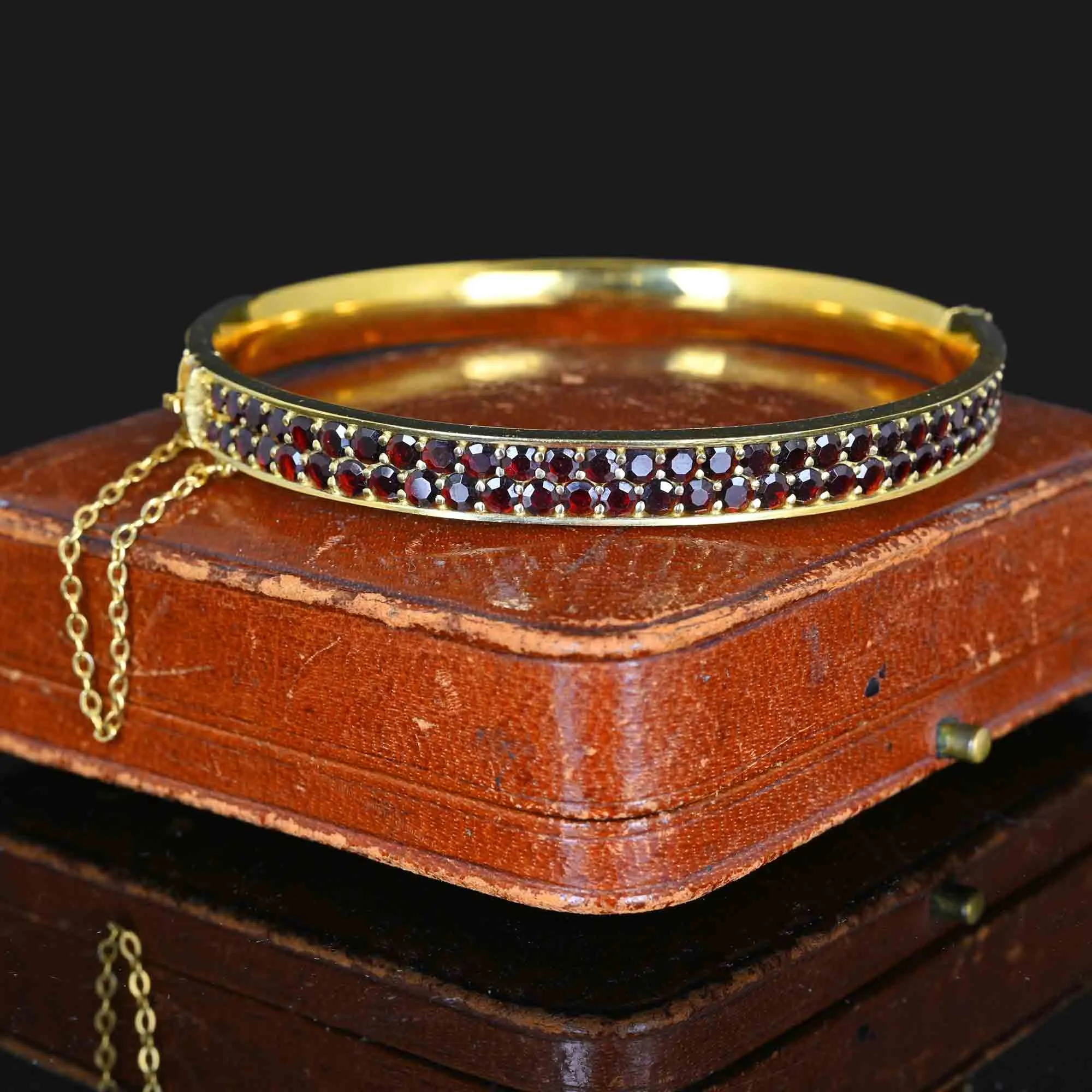 Vintage Two Row Garnet Bracelet Bangle