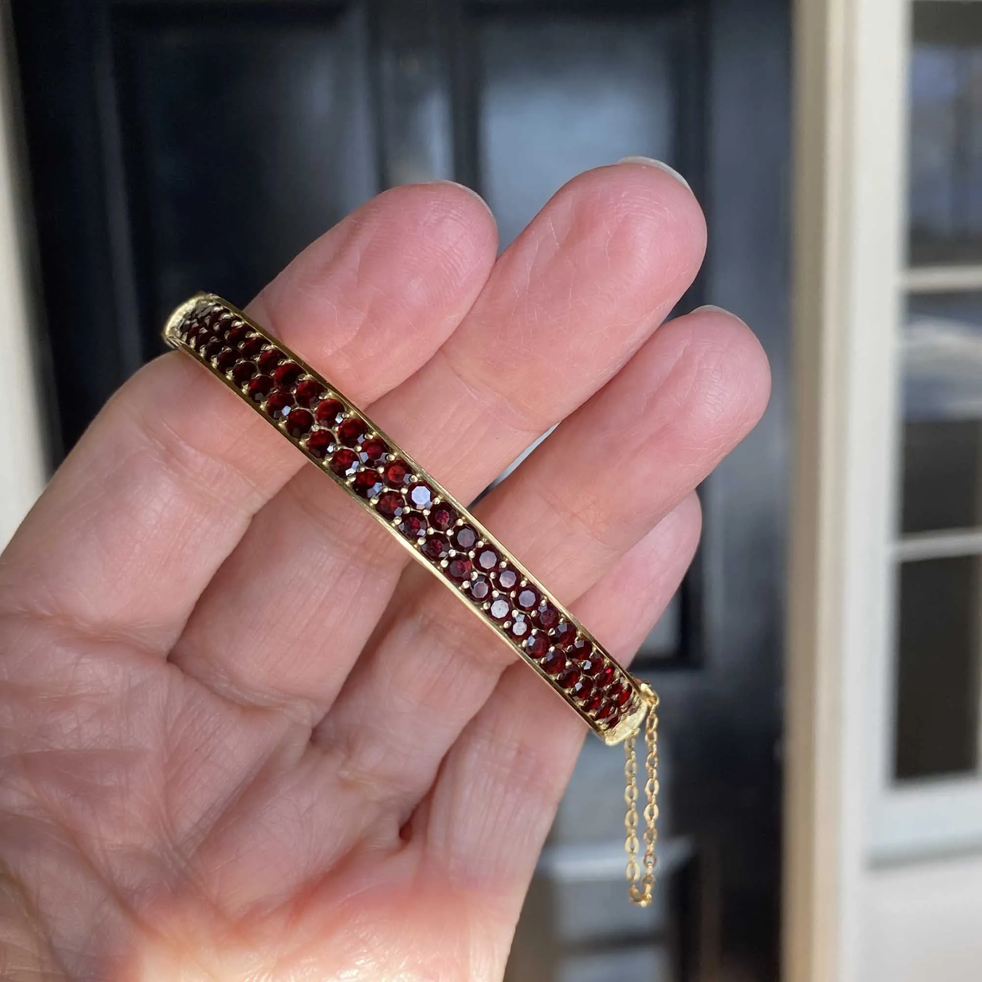 Vintage Two Row Garnet Bracelet Bangle