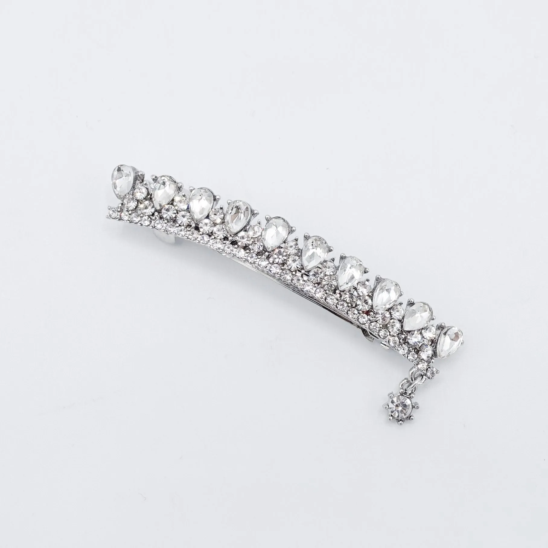 water drop rhinestone hair barrette crown motif half-up half down women hair accessory