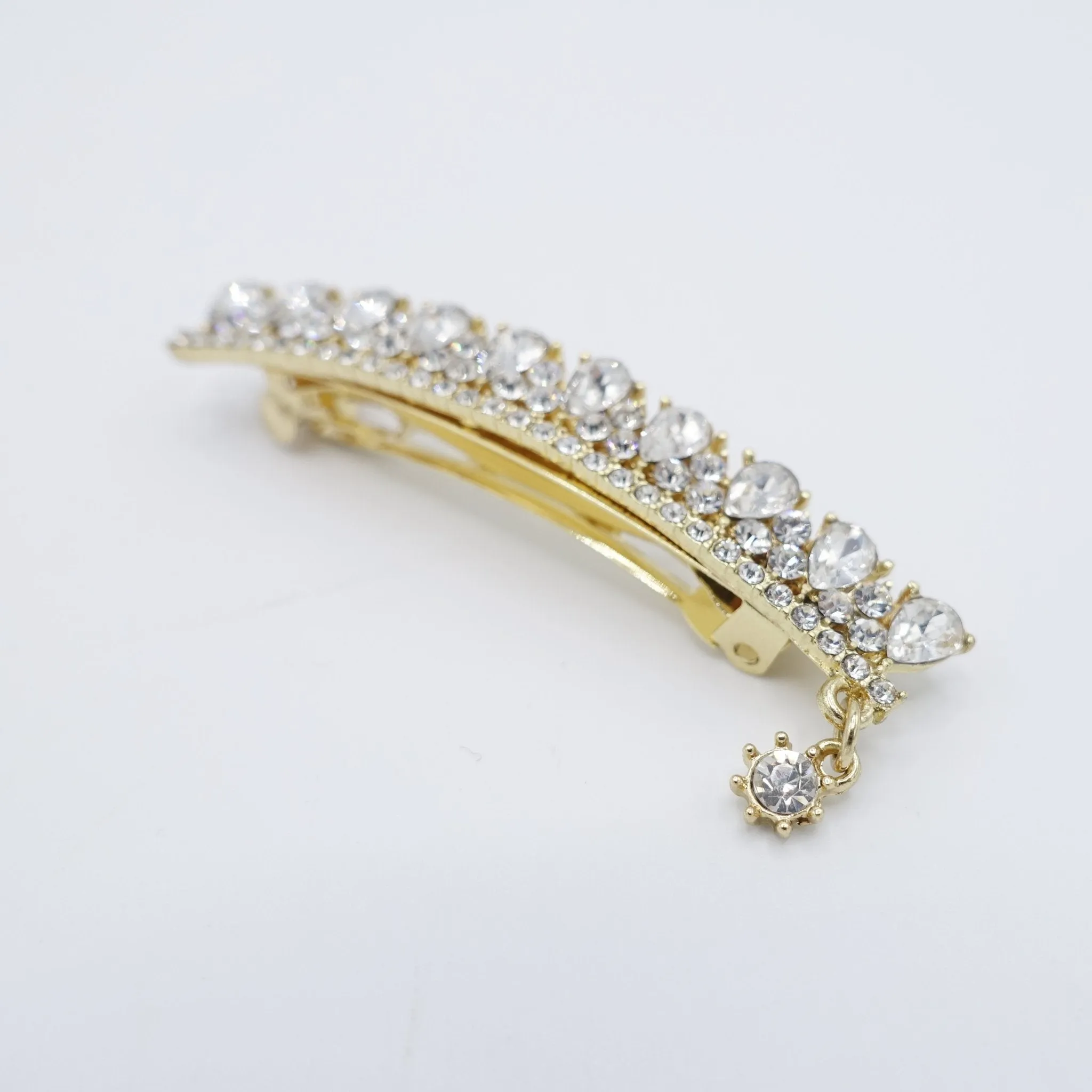 water drop rhinestone hair barrette crown motif half-up half down women hair accessory