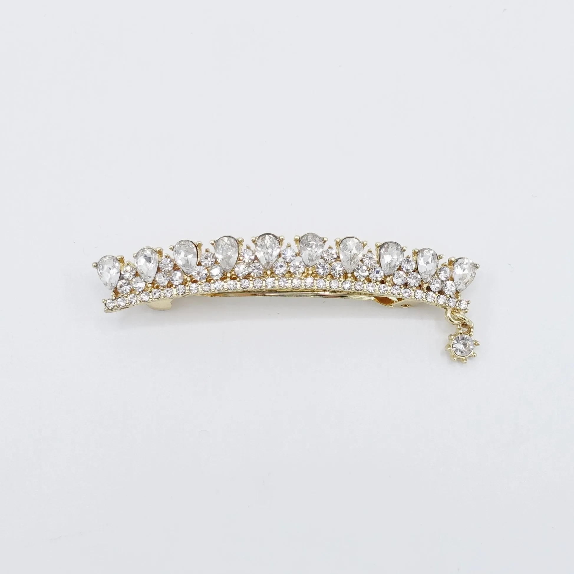 water drop rhinestone hair barrette crown motif half-up half down women hair accessory