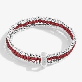Wellness Stones Garnet Silver 17.5cm Stretch Bracelet 5322