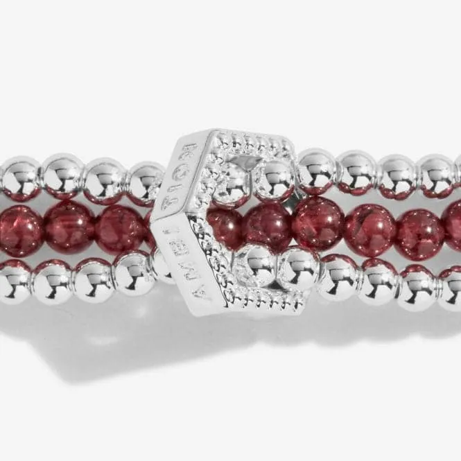 Wellness Stones Garnet Silver 17.5cm Stretch Bracelet 5322