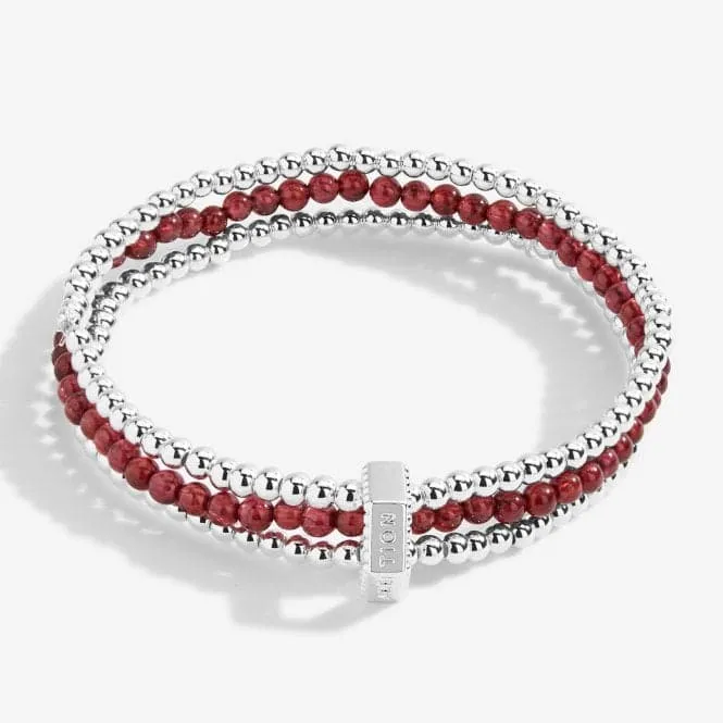 Wellness Stones Garnet Silver 17.5cm Stretch Bracelet 5322