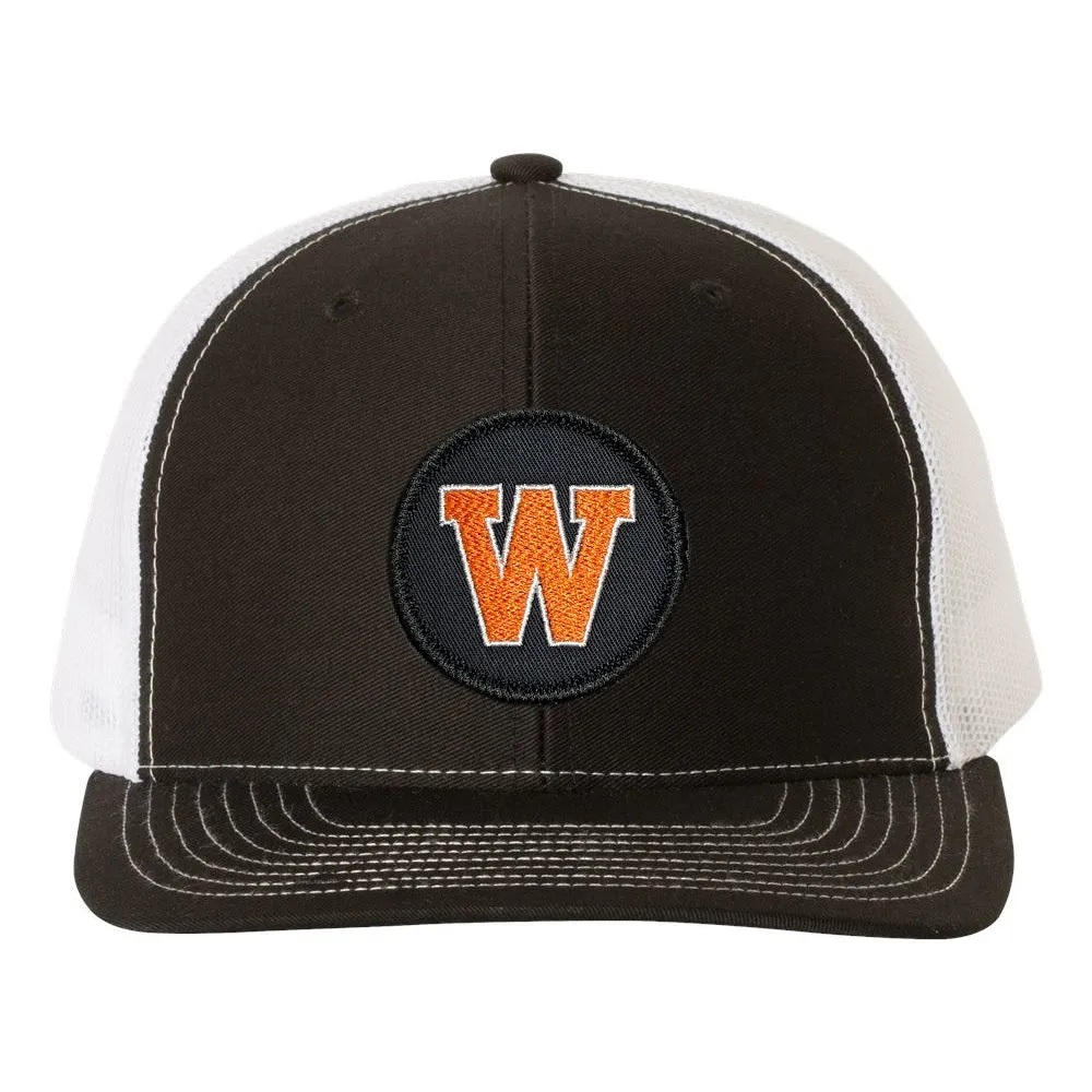 West De Pere Patched Snapback Mid-Profile Trucker Hat - Round Black Patch