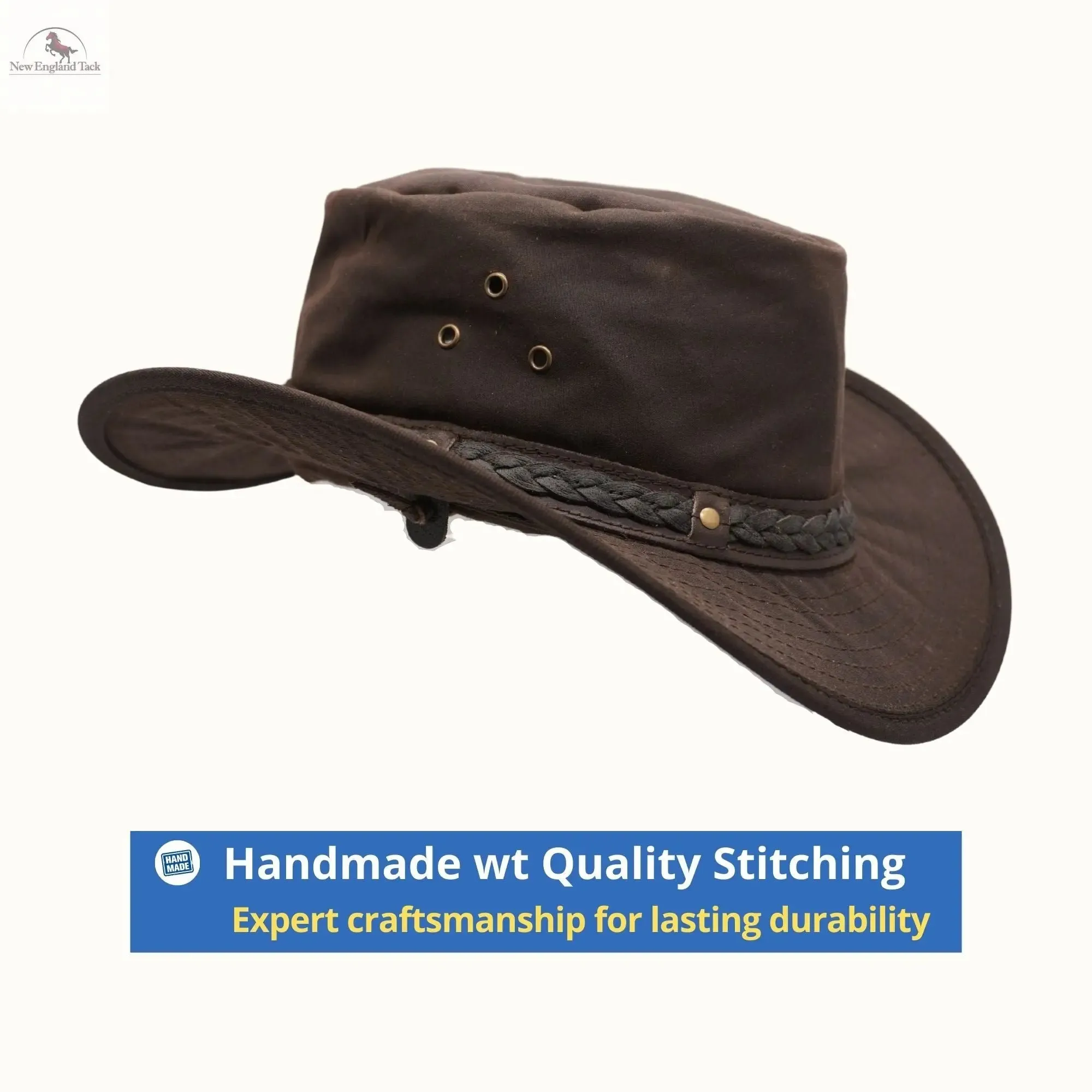 Western Cowboy Hat, Grain Cow Leather with Buffalo Conchos Hat Band