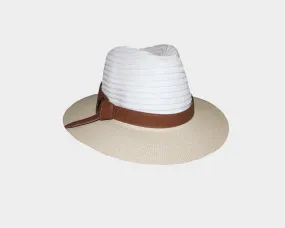White & Beige Panama Style Sun Hat - The Montauk