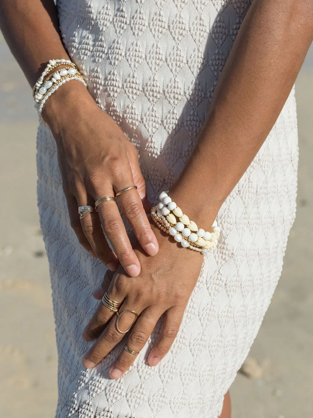 White Turquoise Pikake Flower Bead Bracelet - Hakumele