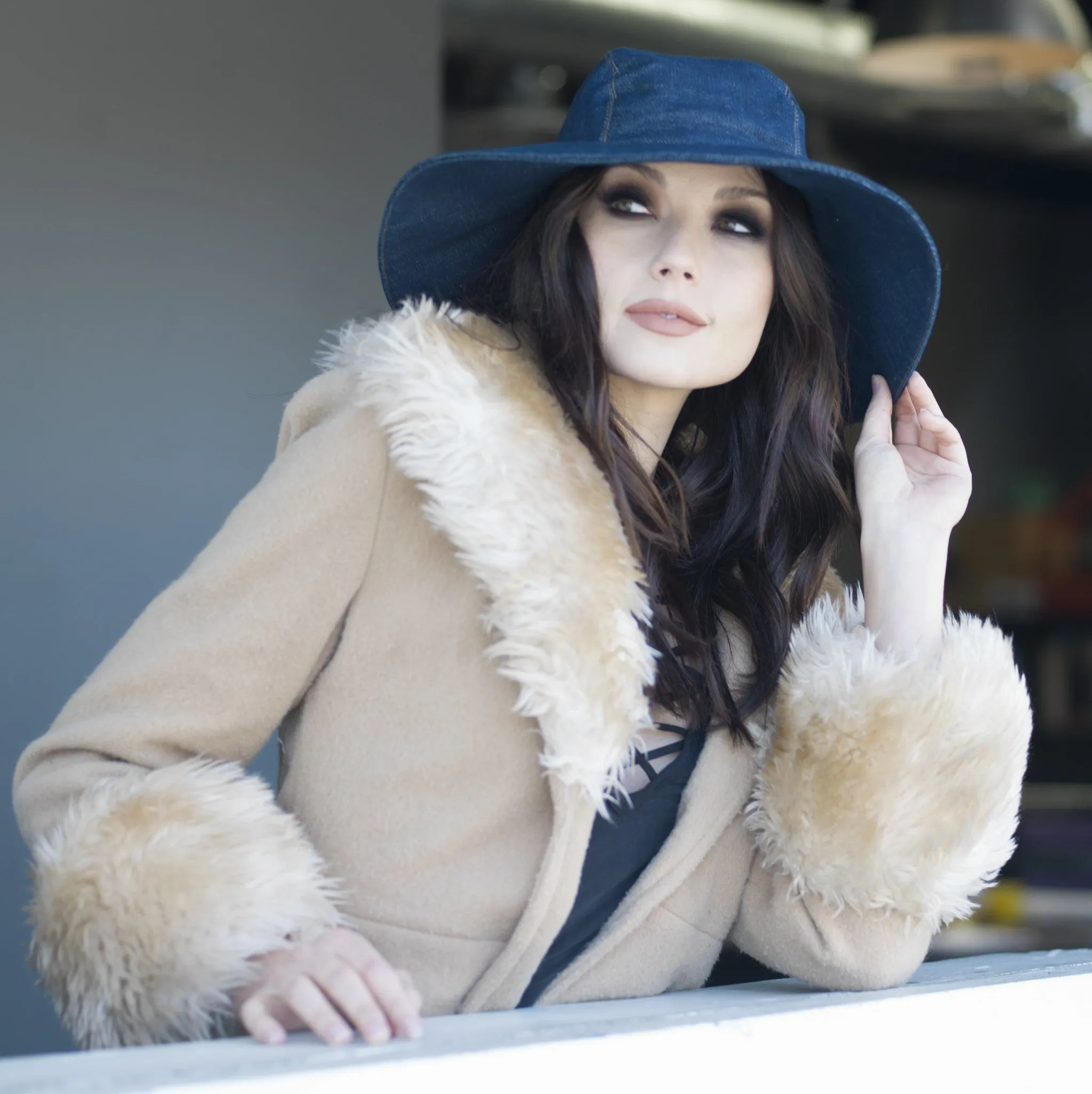 Wide Brim Denim Hat