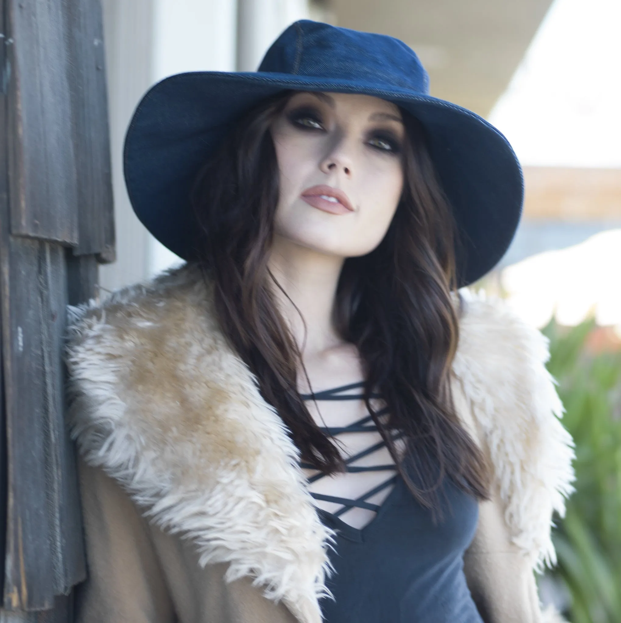 Wide Brim Denim Hat