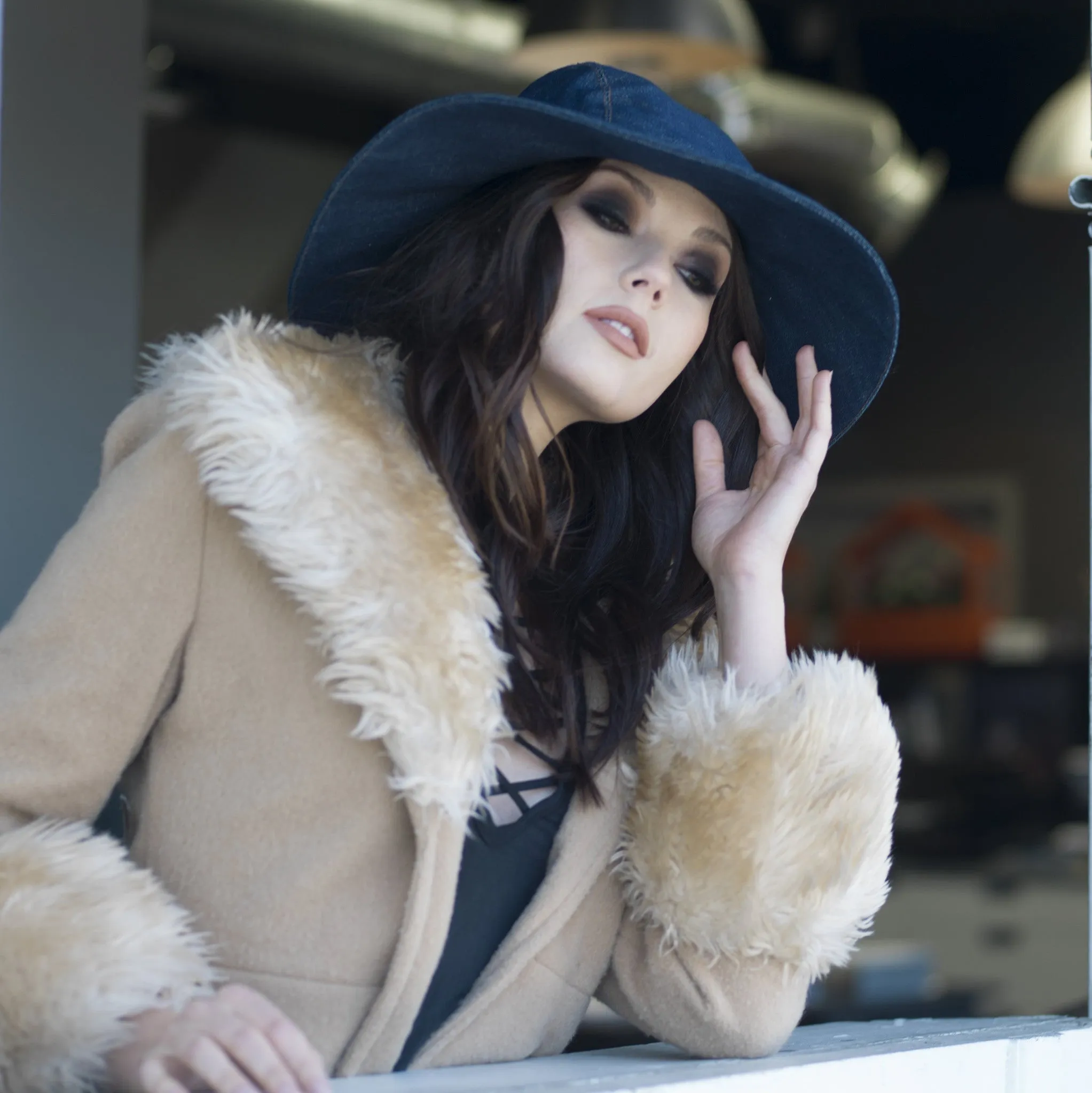 Wide Brim Denim Hat