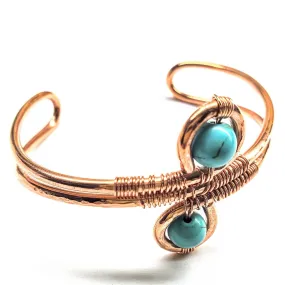 Wire Wrapped Adjustable Turquoise Beads Copper Wire Bracelet