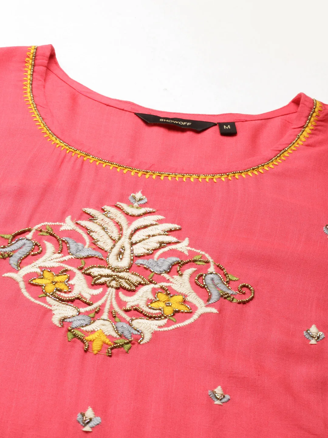 Women Coral Solid Kurta Set