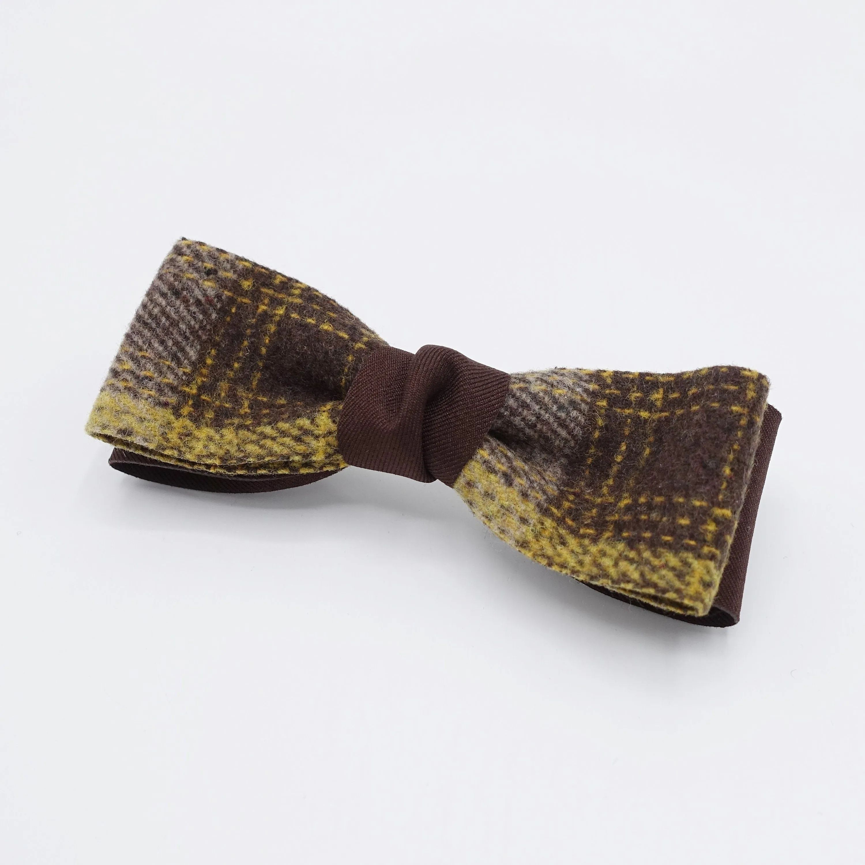 woolen hair bow, plaid check bow, Fall Winter hair bow for women