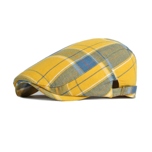 Yellow British Plaid Beret 黄色英倫格子貝雷帽 KCHT2245