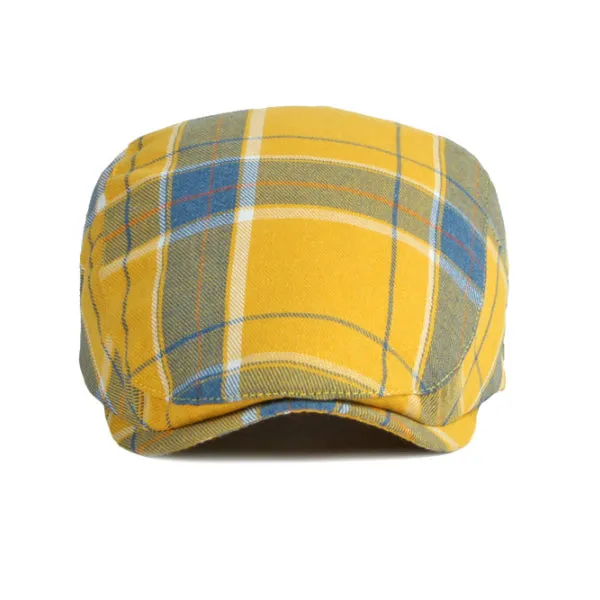 Yellow British Plaid Beret 黄色英倫格子貝雷帽 KCHT2245