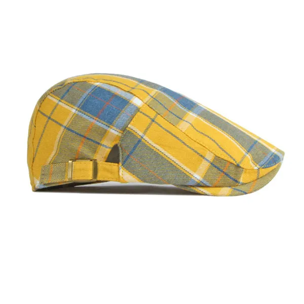 Yellow British Plaid Beret 黄色英倫格子貝雷帽 KCHT2245