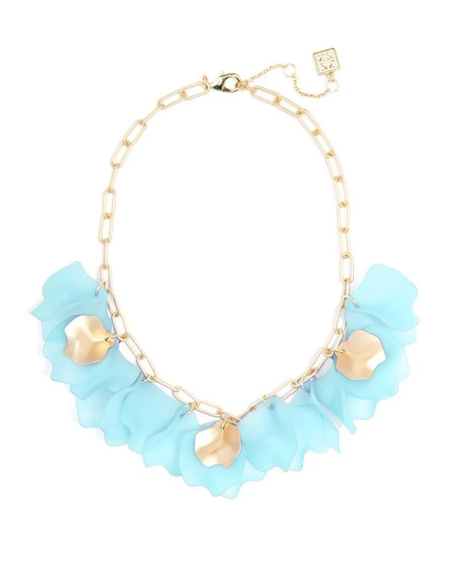 Zenzii Sheer Layered Petals Gold Collar Necklace